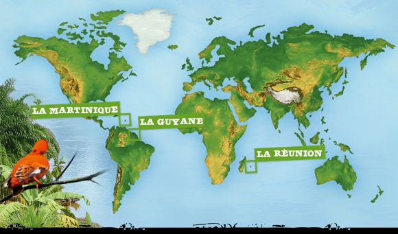 Carte Martinique, Guyane, Réunion